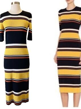 EUC Intermix Wyatt Ribbed Striped Knit Midi Dress XS/P